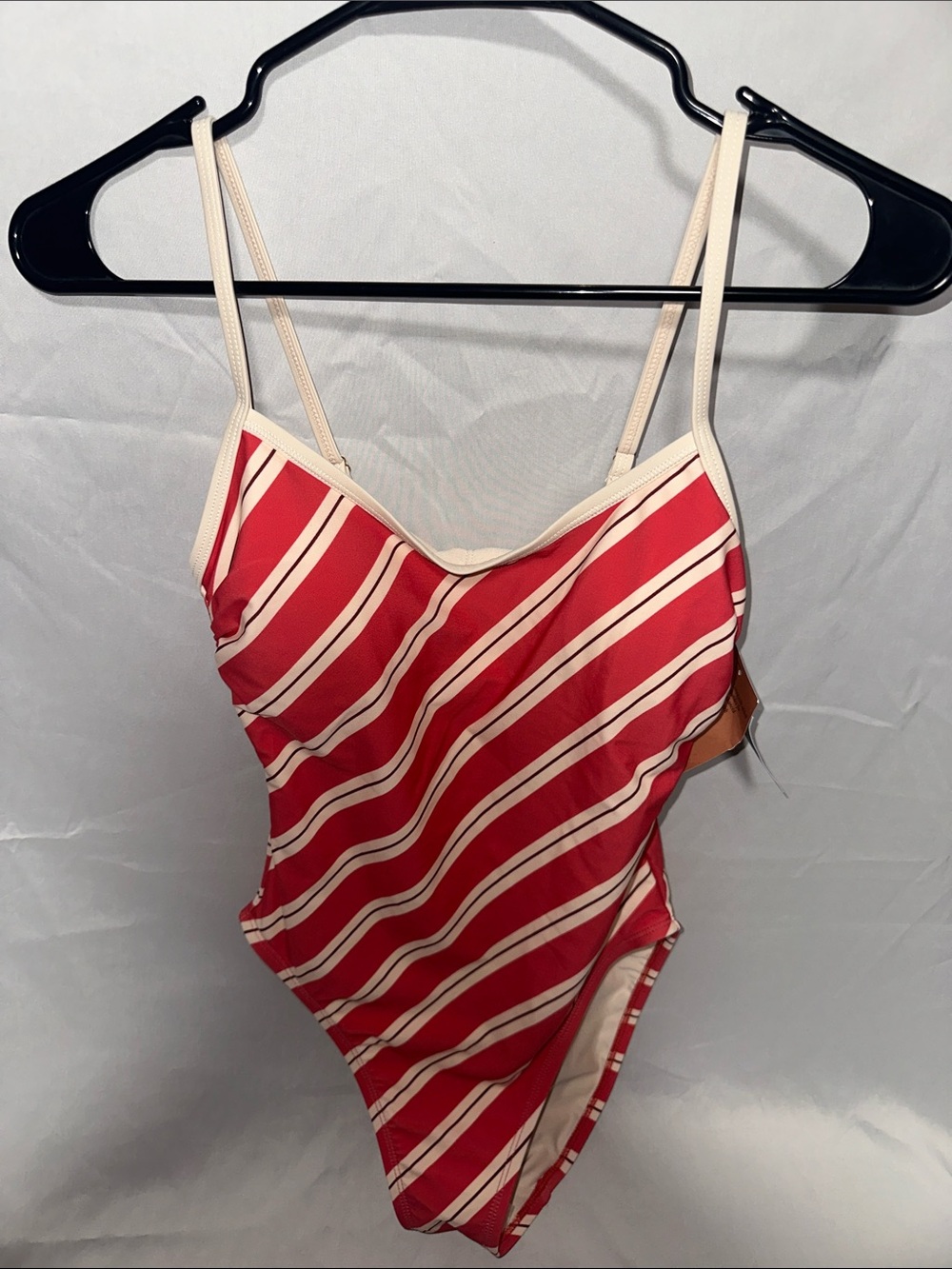 Shade & Shore Red and Cream Striped Girls One-Piece Swimsuit